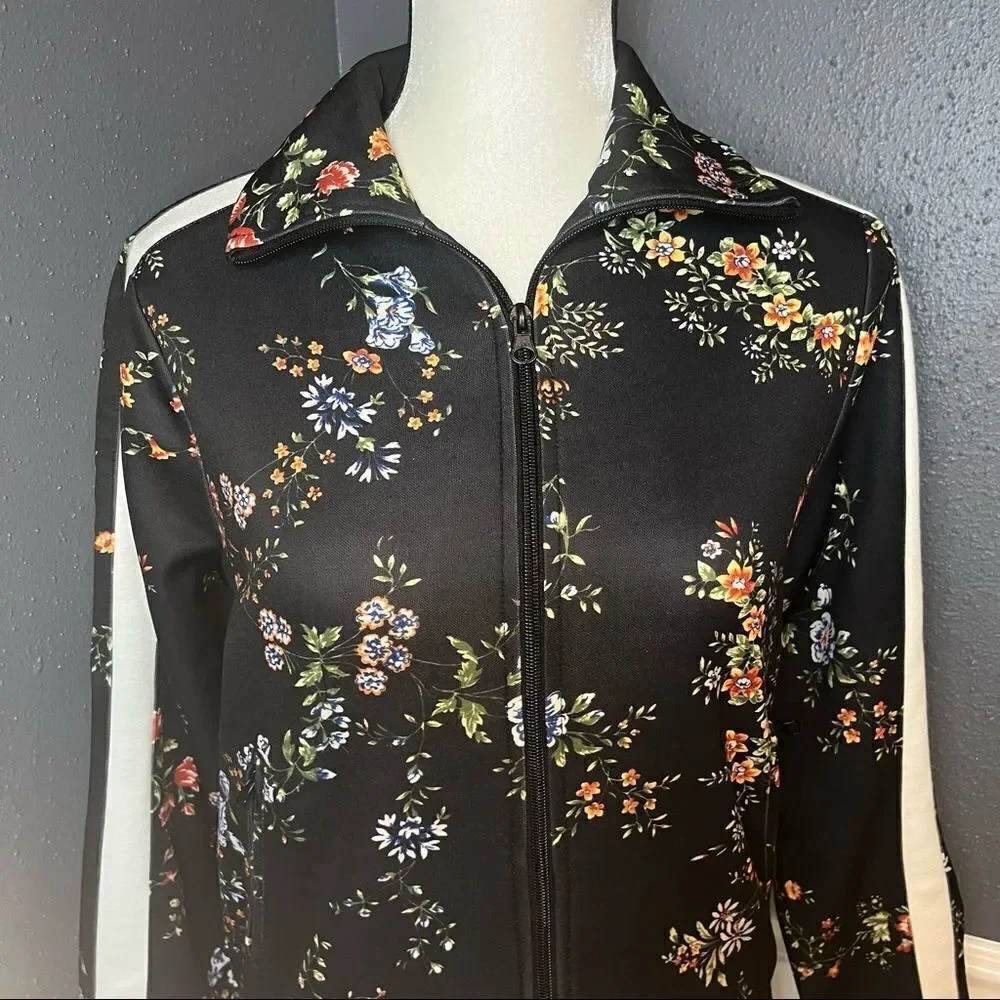 AFRM Floral Track Jacket with Racing Stripe